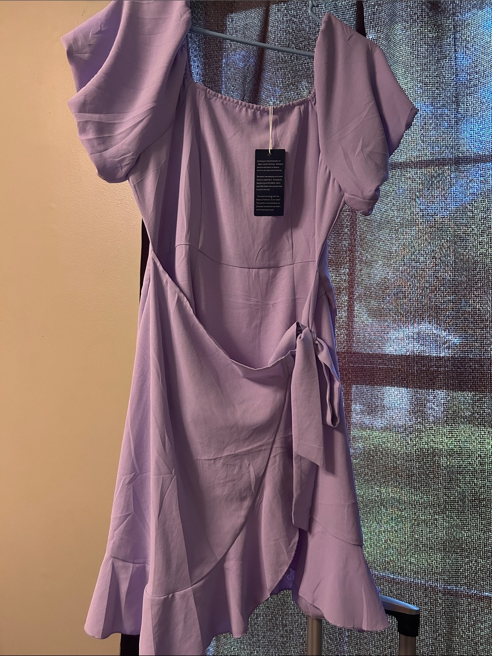 Lilac Puff Sleeve Wrap Dress - Women